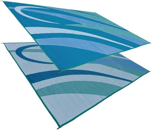 Stylish Camping L158111WL 8-feet by 11-feet LED Illuminated Patio Mat - Outdoor Patio Black/White RV Camping Mat in Kuwait