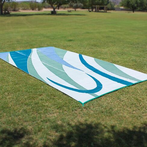 Stylish Camping L158111WL 8-feet by 11-feet LED Illuminated Patio Mat - Outdoor Patio Black/White RV Camping Mat in Kuwait