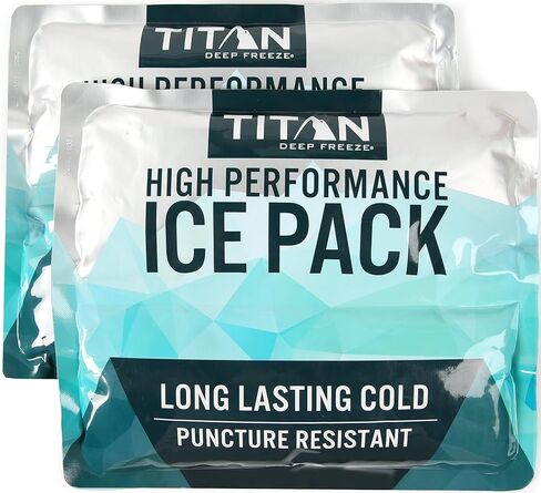 Titan Soft Gel Ice Pack, Lasts Longer Than Ice, Reusable, 2 Packs, 600g | Long lasting cold pack lasts 6 hours longer than ice; puncture-resistant, non-toxic gel; for coolers, totes & lunch bags in Kuwait