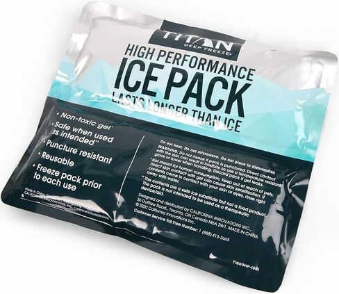 Titan Soft Gel Ice Pack, Lasts Longer Than Ice, Reusable, 2 Packs, 600g | Long lasting cold pack lasts 6 hours longer than ice; puncture-resistant, non-toxic gel; for coolers, totes & lunch bags in Kuwait