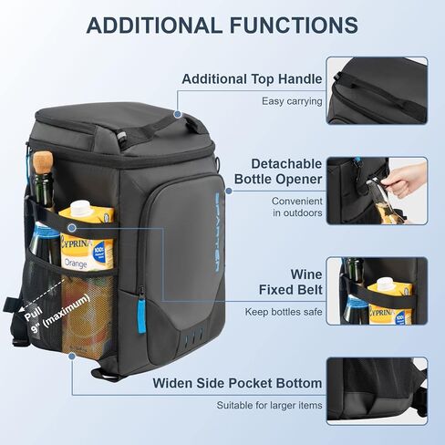 SPARTER Backpack Cooler Insulated 33/49 Can Leakproof Waterproof Bag Beach | 20H Double Compartments Multi Pockets Bottle Opener Water Resistant Lightweight Padded Strap Picnic Hiking Camping Men Women in Kuwait