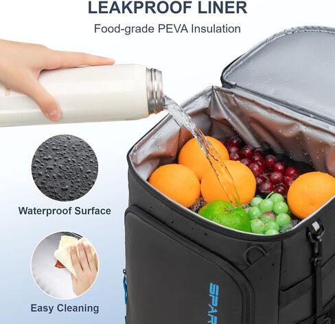SPARTER Backpack Cooler Insulated 33/49 Can Leakproof Waterproof Bag Beach | 20H Double Compartments Multi Pockets Bottle Opener Water Resistant Lightweight Padded Strap Picnic Hiking Camping Men Women in Kuwait