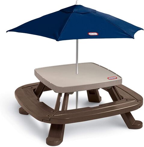 Little Tikes Fold 'n Store Picnic Table with Market Umbrella, Brown (632433M) in Saudi Arabia