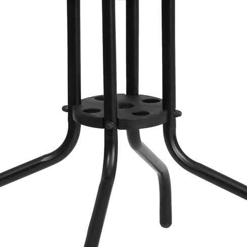 Flash Furniture Barker 28'' Square Tempered Glass Metal Table with Black Rattan Edging in Kuwait
