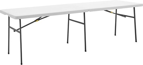 4ft Height Adjustable Half Folding Table with Carrying Handle, Easy Folding and Storage, Indoor Outdoor Use, White in Saudi Arabia