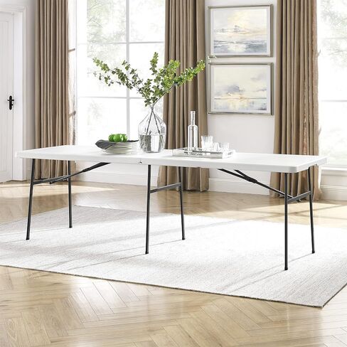 4ft Height Adjustable Half Folding Table with Carrying Handle, Easy Folding and Storage, Indoor Outdoor Use, White in Saudi Arabia