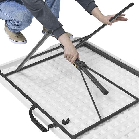 4ft Height Adjustable Half Folding Table with Carrying Handle, Easy Folding and Storage, Indoor Outdoor Use, White in Saudi Arabia