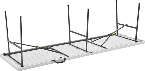4ft Height Adjustable Half Folding Table with Carrying Handle, Easy Folding and Storage, Indoor Outdoor Use, White in Saudi Arabia