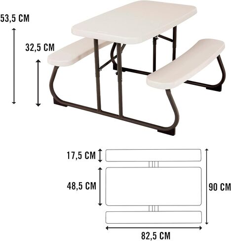 Lifetime 280094 Kid's Picnic Table, Size 1, Almond 80305 Portable Folding Bench, White in Kuwait
