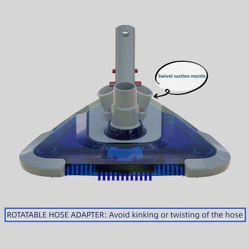 Upgrade Pro Weighted Triangular Pool Rotative Vacuum Head with Brush & EZ Clip Handle - for Cleaning Surface Safe on Vinyl Lined Pools in Kuwait