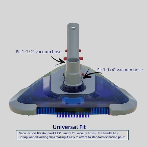 Upgrade Pro Weighted Triangular Pool Rotative Vacuum Head with Brush & EZ Clip Handle - for Cleaning Surface Safe on Vinyl Lined Pools in Kuwait
