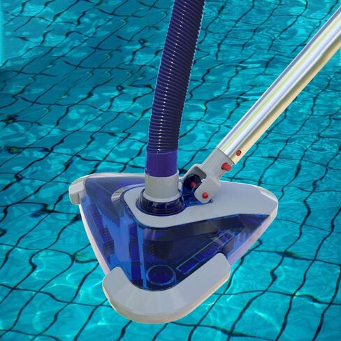 Upgrade Pro Weighted Triangular Pool Rotative Vacuum Head with Brush & EZ Clip Handle - for Cleaning Surface Safe on Vinyl Lined Pools in Kuwait