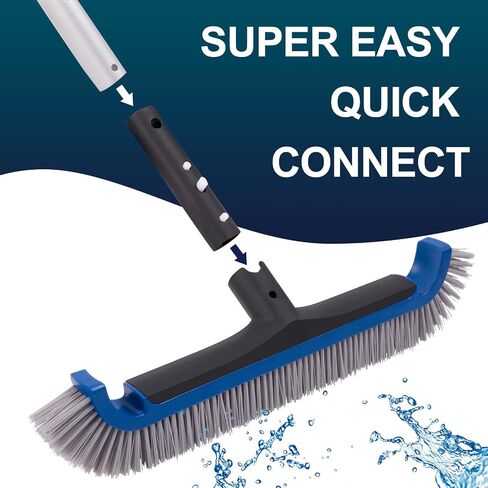 Pool Brush, 17.5" Super Sturdy Pool Brushes for Cleaning Pool Walls, Tiles & Floors, Heavy Duty Polished Aluminum Pool Brush Head with EZ Clip & Safe for Vinyl Pool in Saudi Arabia