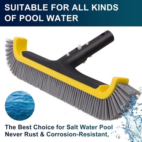 Pool Brush, 17.5" Super Sturdy Pool Brushes for Cleaning Pool Walls, Tiles & Floors, Heavy Duty Polished Aluminum Pool Brush Head with EZ Clip & Safe for Vinyl Pool in Saudi Arabia