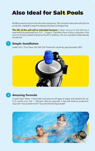 Pool RX 102001 6 Month Swimming Pool Algaecide Replacement, Single Unit, Blue in Saudi Arabia