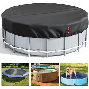 LXKCKJ 6 Ft Round Pool Cover, Solar Covers for above Ground Pools, Stock Tank Pool Cover Protector with Pool Cover Accessories, Round Hot Tub Cover Ideal for Waterproof and Dustproof (Black)