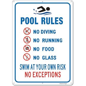 No Diving Pool Sign, Metal Attention No Diving Sign, 10X14 Inch