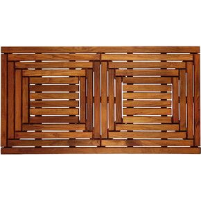 Nordic Style Premium Teak Shower and Bath Mat for Indoor and Outdoor Use - Non-Slip Wooden Platform for Spa, Sauna, Pool, Hot Tub - Flooring Decor and Protector (19.6" x 19.6", Oiled Finish) in Saudi Arabia