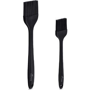 HOTEC Basting Brushes Silicone Heat Resistant Pastry Brushes Spread Oil Butter Sauce Marinades for BBQ Grill Barbecue Baking Kitchen Cooking BPA Free Dishwasher Safe (Black 2)