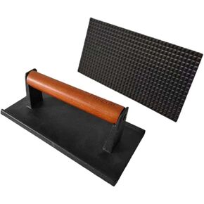 8.3"×4.3" Heavy-duty Cast Iron Grill Press and Steak Weight with Cool-Touch Comfort-Grip Wood Handle - BBQ Accessories for Griddle, Outdoor Grill, Panini, Tortilla (2 Rectangle) in Saudi Arabia