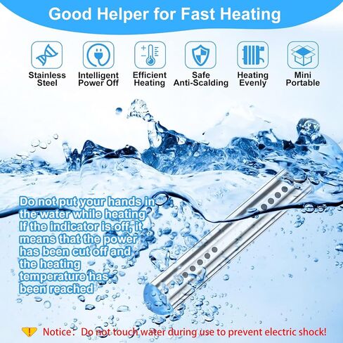 Treela 2 Pcs Immersion Water Heater Pool Heater for Above Ground Portable Electric Heater Submersible Hot Tub Heater with 304 SS Bathtub Bucket Basin Pool Heat 5 Gallon Water in Minutes(Black, 1500W) in Saudi Arabia