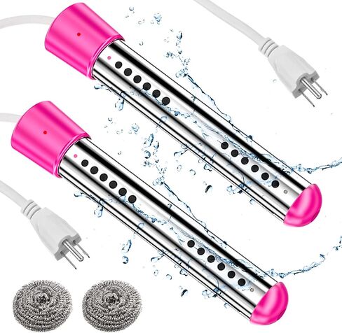 Treela 2 Pcs Immersion Water Heater Pool Heater for Above Ground Portable Electric Heater Submersible Hot Tub Heater with 304 SS Bathtub Bucket Basin Pool Heat 5 Gallon Water in Minutes(Black, 1500W) in Saudi Arabia