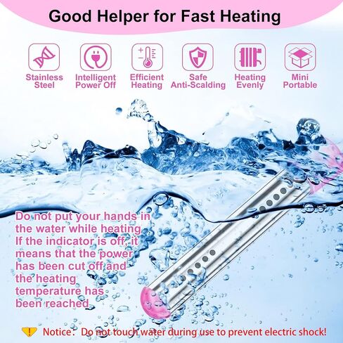 Treela 2 Pcs Immersion Water Heater Pool Heater for Above Ground Portable Electric Heater Submersible Hot Tub Heater with 304 SS Bathtub Bucket Basin Pool Heat 5 Gallon Water in Minutes(Black, 1500W) in Saudi Arabia