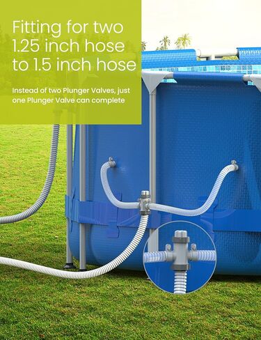 SUMMERBUDDY Split Swimming Pool Hose Plunger Valve, 2 in 1 Hose Plunger Valve Swimming Pool Part for Filter Circulation System in Saudi Arabia