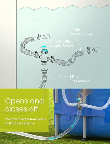 SUMMERBUDDY Split Swimming Pool Hose Plunger Valve, 2 in 1 Hose Plunger Valve Swimming Pool Part for Filter Circulation System in Saudi Arabia