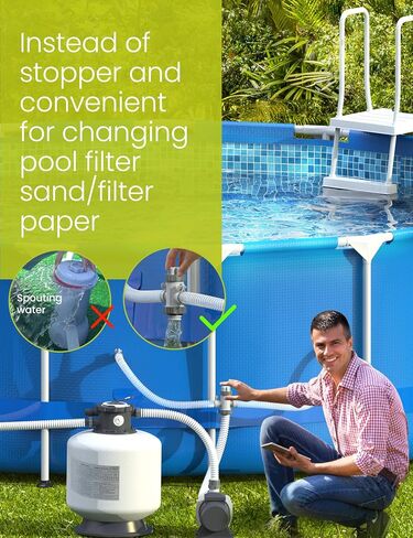 SUMMERBUDDY Split Swimming Pool Hose Plunger Valve, 2 in 1 Hose Plunger Valve Swimming Pool Part for Filter Circulation System in Saudi Arabia