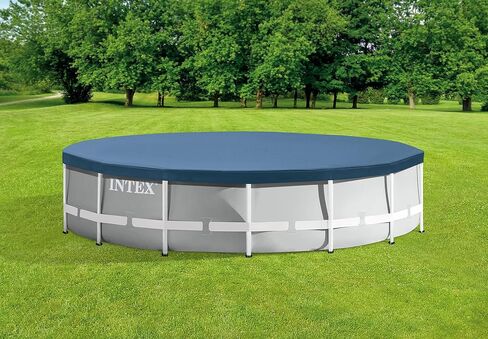 INTEX 28030E Pool Cover: For 10ft Round Metal Frame Pools – Includes Rope Tie – Drain Holes – 10in Overhang – Snug Fit in Saudi Arabia