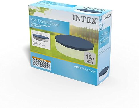 INTEX 28030E Pool Cover: For 10ft Round Metal Frame Pools – Includes Rope Tie – Drain Holes – 10in Overhang – Snug Fit in Saudi Arabia
