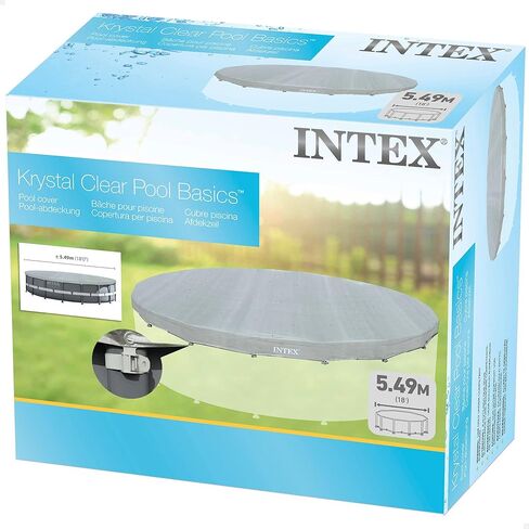 INTEX 28030E Pool Cover: For 10ft Round Metal Frame Pools – Includes Rope Tie – Drain Holes – 10in Overhang – Snug Fit in Saudi Arabia