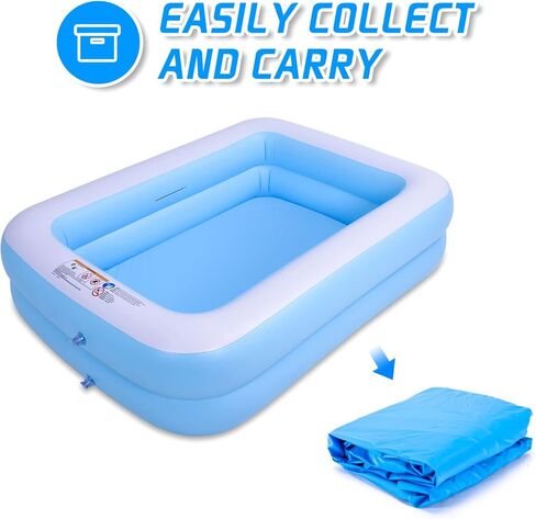 حمام سباحة قابل للنفخ مقاس 79 بوصة × 59 بوصة × 20 بوصة، حمامات سباحة زرقاء كاملة الحجم للأطفال والكبار، فناء خلفي للحديقة العائلية، مثالي للاستخدام في الهواء الطلق، والحديقة، والفناء الخلفي، وحفلات المياه الصيفية، وحفرة الكرة in Kuwait