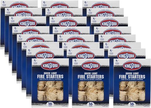 Kingsford Quick Light Fire Starters | Wooden Fire Starters Made with All Natural Hardwood for Grilling, Campfires, and Outdoor Fireplaces | 16 Count Fire Starter Rolls - 24 Pack in Kuwait