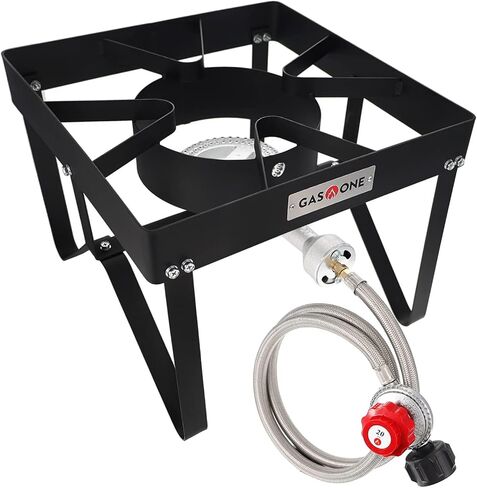 GasOne B-5200K Outdoor Cooker with High Pressure Steel Braided Hose Propane Burner Camp Stove in Kuwait