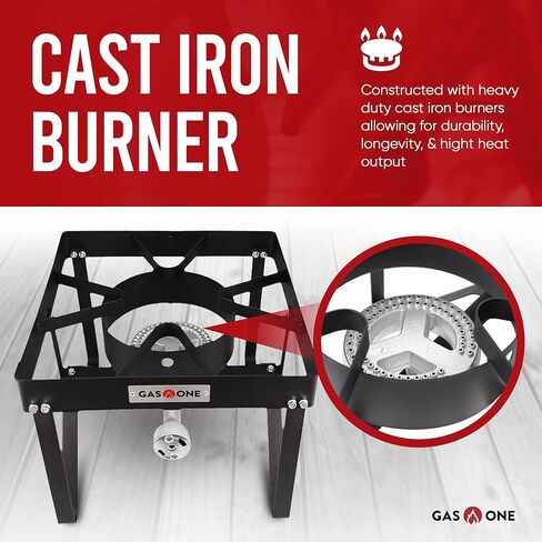 GasOne B-5200K Outdoor Cooker with High Pressure Steel Braided Hose Propane Burner Camp Stove in Kuwait