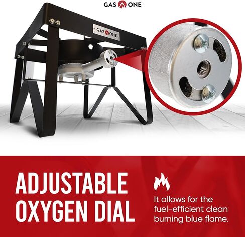 GasOne B-5200K Outdoor Cooker with High Pressure Steel Braided Hose Propane Burner Camp Stove in Kuwait