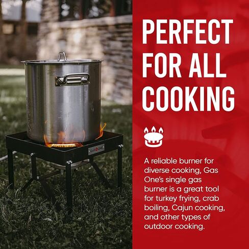 GasOne B-5200K Outdoor Cooker with High Pressure Steel Braided Hose Propane Burner Camp Stove in Kuwait