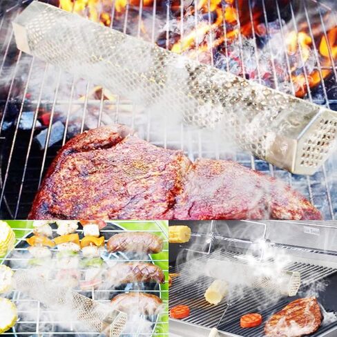 Smoke Tube 12" Smoker Tube for Pellet Grill 2 Pack Cold/Hot Smoking Generator for BBQ Stainless Steel Wood Pellet Tube Smoker Fit Electric Gas Charcoal Grill in Saudi Arabia