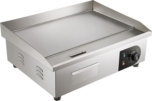 VEVOR Commercial Electric Griddle, 22", 1600W Countertop Flat Top Griddle, Stainless Steel Teppanyaki Grill w/Non Stick Iron Cooking Plate, 122-572℉ Adjustable Temp Control 2 Shovels & Brushes, 110V in Saudi Arabia