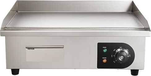 VEVOR Commercial Electric Griddle, 22", 1600W Countertop Flat Top Griddle, Stainless Steel Teppanyaki Grill w/Non Stick Iron Cooking Plate, 122-572℉ Adjustable Temp Control 2 Shovels & Brushes, 110V in Saudi Arabia