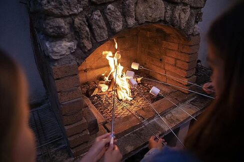 ajmyonsp الخطمي تحميص العصي سمورز عصا لحفرة النار - هوت دوج أسياخ نار المعسكر ماشميلو التخييم 32 بوصة طويلة شوك قابلة للتمديد 5 حزمة in Kuwait