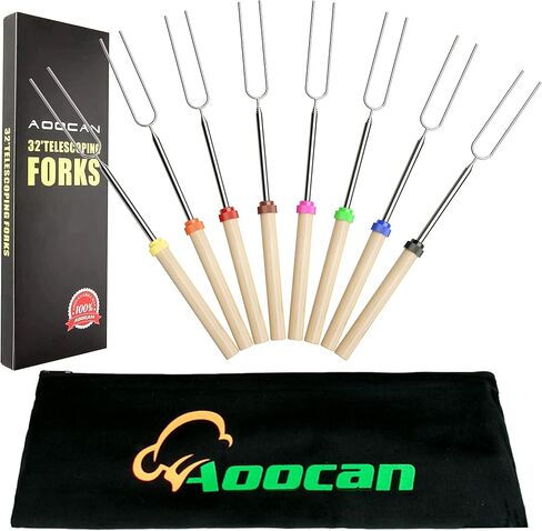 Marshmallow Roasting Sticks, Smores Sticks for Fire Pit, Set of 8 Telescoping Rotating Smores Skewers - Hot Dog Roasting Sticks for Campfire, Camping, Bonfire and Grill in Saudi Arabia