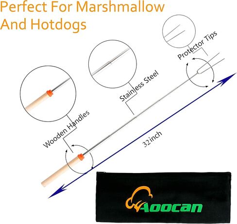 Marshmallow Roasting Sticks, Smores Sticks for Fire Pit, Set of 8 Telescoping Rotating Smores Skewers - Hot Dog Roasting Sticks for Campfire, Camping, Bonfire and Grill in Saudi Arabia