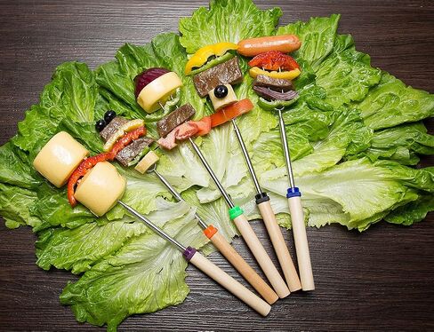 Marshmallow Roasting Sticks, Smores Sticks for Fire Pit, Set of 8 Telescoping Rotating Smores Skewers - Hot Dog Roasting Sticks for Campfire, Camping, Bonfire and Grill in Saudi Arabia
