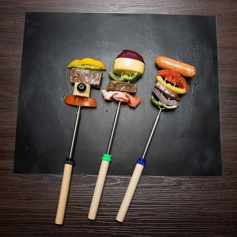 Marshmallow Roasting Sticks, Smores Sticks for Fire Pit, Set of 8 Telescoping Rotating Smores Skewers - Hot Dog Roasting Sticks for Campfire, Camping, Bonfire and Grill in Saudi Arabia