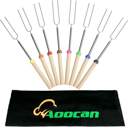 Marshmallow Roasting Sticks, Smores Sticks for Fire Pit, Set of 8 Telescoping Rotating Smores Skewers - Hot Dog Roasting Sticks for Campfire, Camping, Bonfire and Grill in Saudi Arabia
