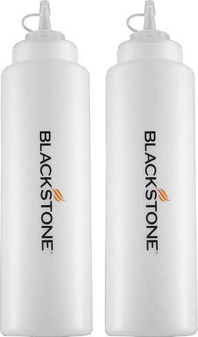 Blackstone 5071 Premium Leak-Free 32 oz Large Set of 2 Durable Clear Food Dispenser Squeeze Squirt Bottle Griddle Accessory with Cap for Sauces, Oil, Condiments,Salad Dressings, Water in Saudi Arabia