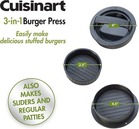 Cuisinart CSBP-100 3 في 1 آلة ضغط البرجر المحشوة، أسود in Kuwait